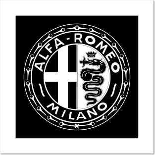 Alfa Romeo Milano Vintage BW logo Posters and Art